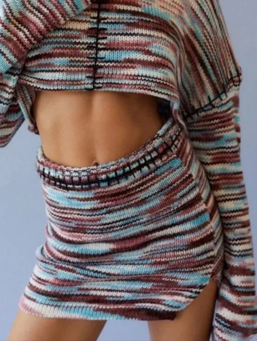 The Ragged Priest Data Space-Dye Knit Sweater Mini Skirt Size Small
